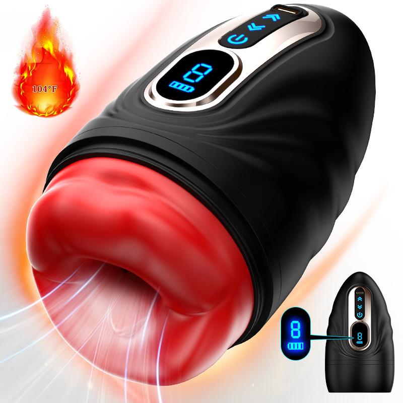 Automatischer Oralvibrator zum Saugen, männlicher Masturbator, Penistrainer mit 9 Saug- und Vibrationsmodi, beheizbares Sexspielzeug für Männer