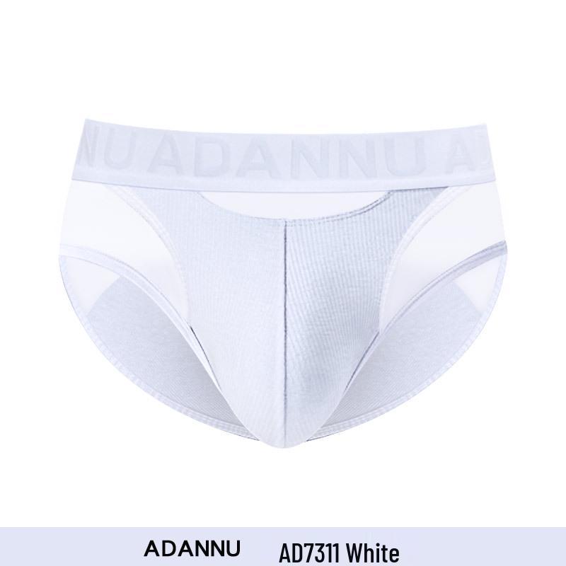 Herren Plus Size Low-Rise Baumwoll-Slip mit Gewinde und 3D-Beutel - Einfarbige Patchwork-Sportunterwäsche