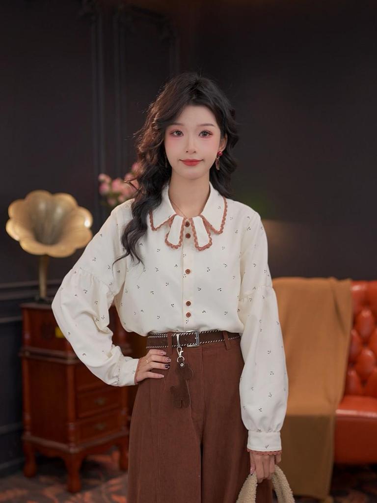 Sisi Vintage 25th Autumn/Winter Loose Fit Hong Kong Style Long Sleeve Women's Shirt #G14564