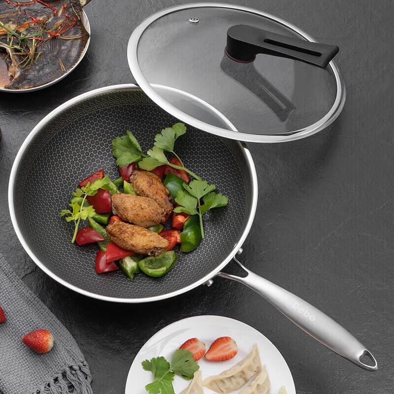 Debo 32cm 316 Stainless Steel Honeycomb Non-Stick Wok