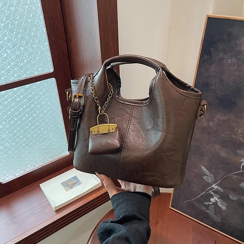 Simple Casual Mother and Child Bag Women's Korean Version Ins Fashion Bucket Bag Autumn New Trendy Retro Shoulder Messenger Bag