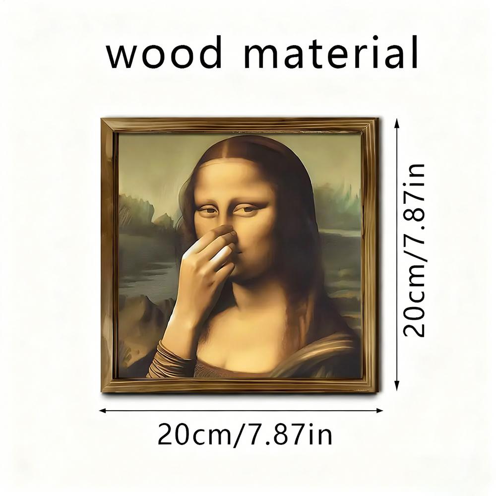 funny Mona Lisa bathroom wall art poster Humor Funny Toilet poster Bathroom Wall Art Vintage decorative wood Framed poster