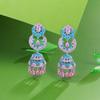 Needle Light Luxury Shining Full Diamond Heavy Industry Three-Dimensional Wind Chime Long Earrings Micro-Inlaid Colored Zirconium Bell Earrings