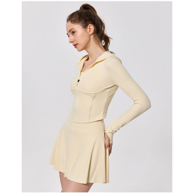 Women's Spring and Autumn Running Fitness Sports Slim Long Sleeve Hooded Yoga Wear Tops