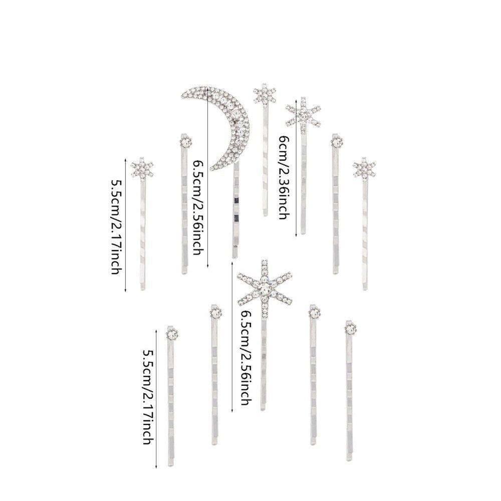 Moon Stars Star Moon Hair Clips Set Crystal Rhinestone Hairpin  Wedding Hair Accessories