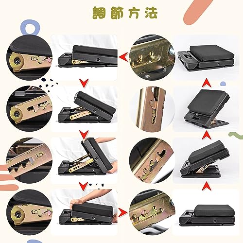 4-Height Adjustable Footrest, Foldable, Under-Desk, Office, Work, Car, or Home Use (Black)