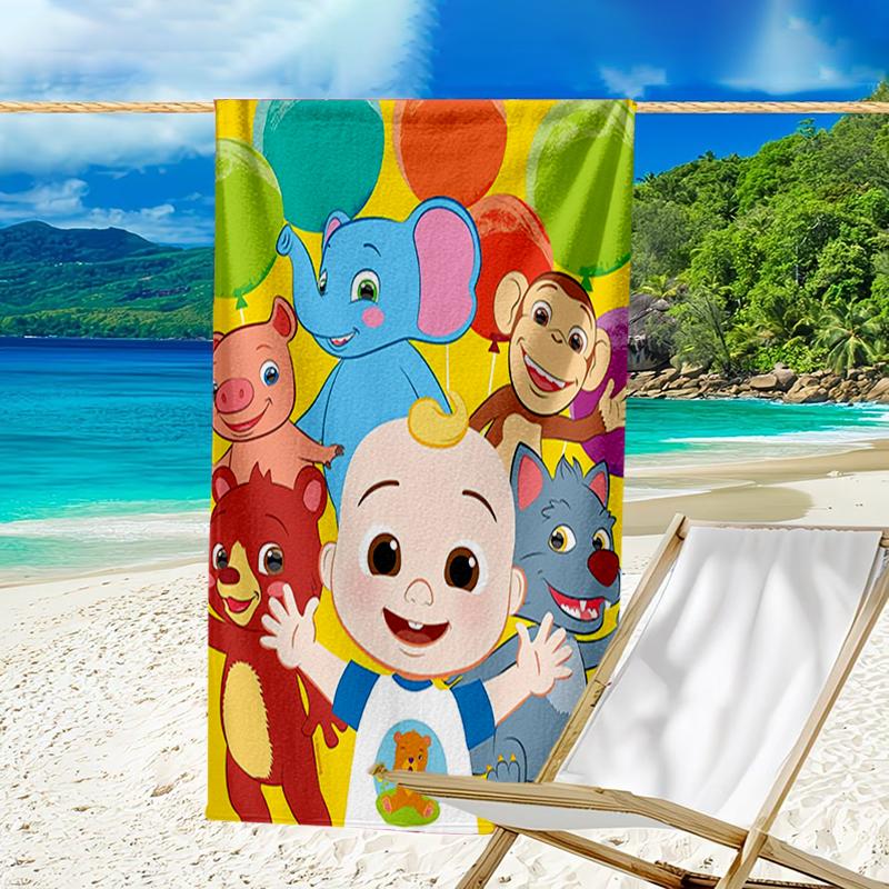 Ultra-Soft Beach Towel with CoComelon Theme,Ideal for Pool - Camping, Diving - Perfect Travel Essential, Vibrant Beach Towel.