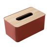 Desktop Tissue Box Rectangular Plastic Tissue   Box Cover with Wooden Lid for Home