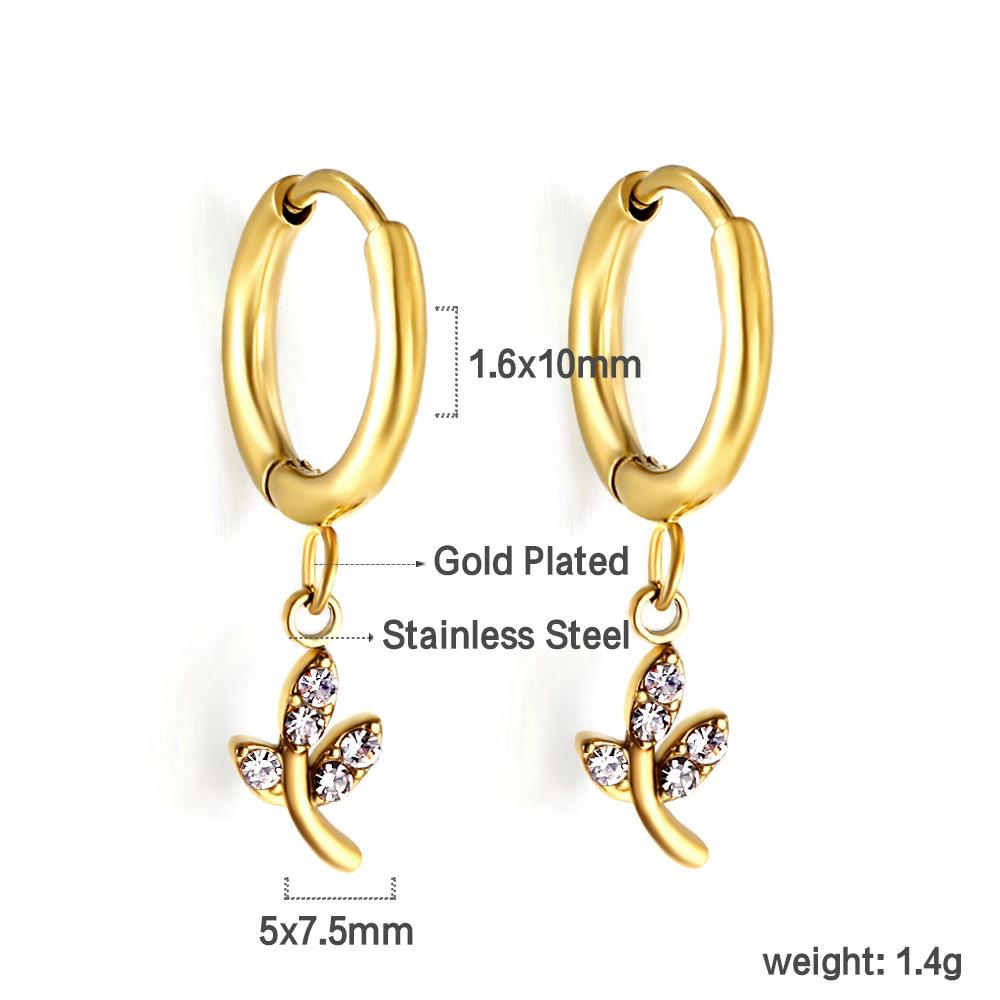 Spiral Planet Earrings Design Mushroom U-Shaped Fishtail with White Diamond Ear Buckle Stainless Steel Earrings