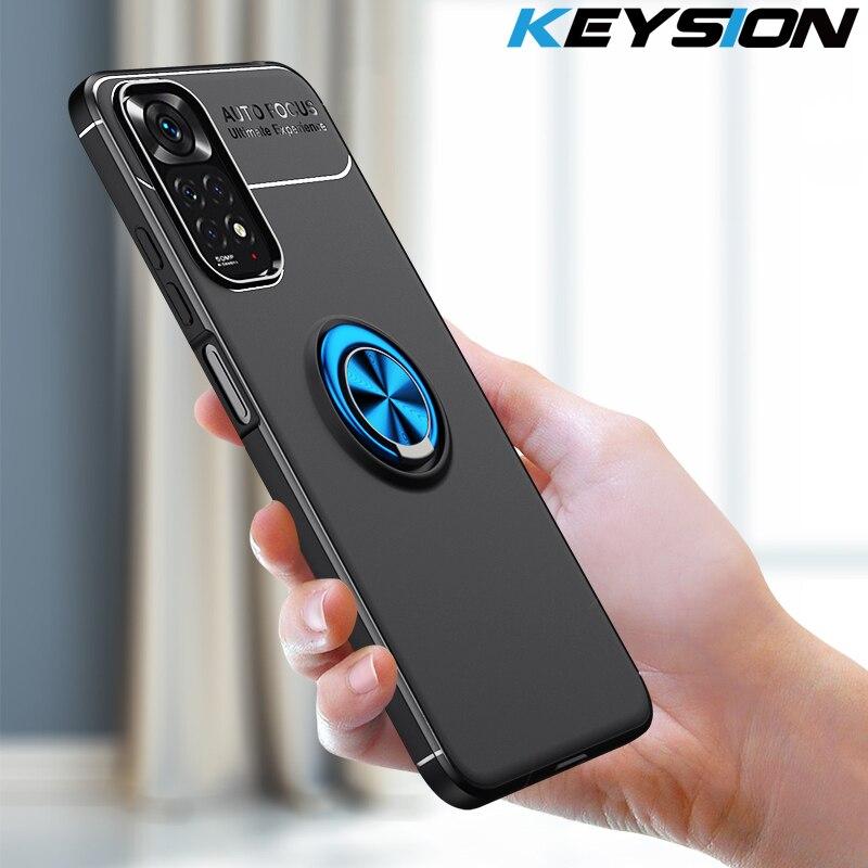 

KEYSION Ударопрочный чехол для Redmi Note 11 Pro 5G 11S Глобальный 11T Силиконовый кольцо Стенд Телефон Задняя крышка для POCO X4 NFC M4 Pro 5G