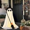 Witch Ghost Decoration Halloween Light-Up Decoration, Spooky Hat Ornament with LED Yard Light, Broom Decor for Outdoor Lawn Porch Holiday Party Large