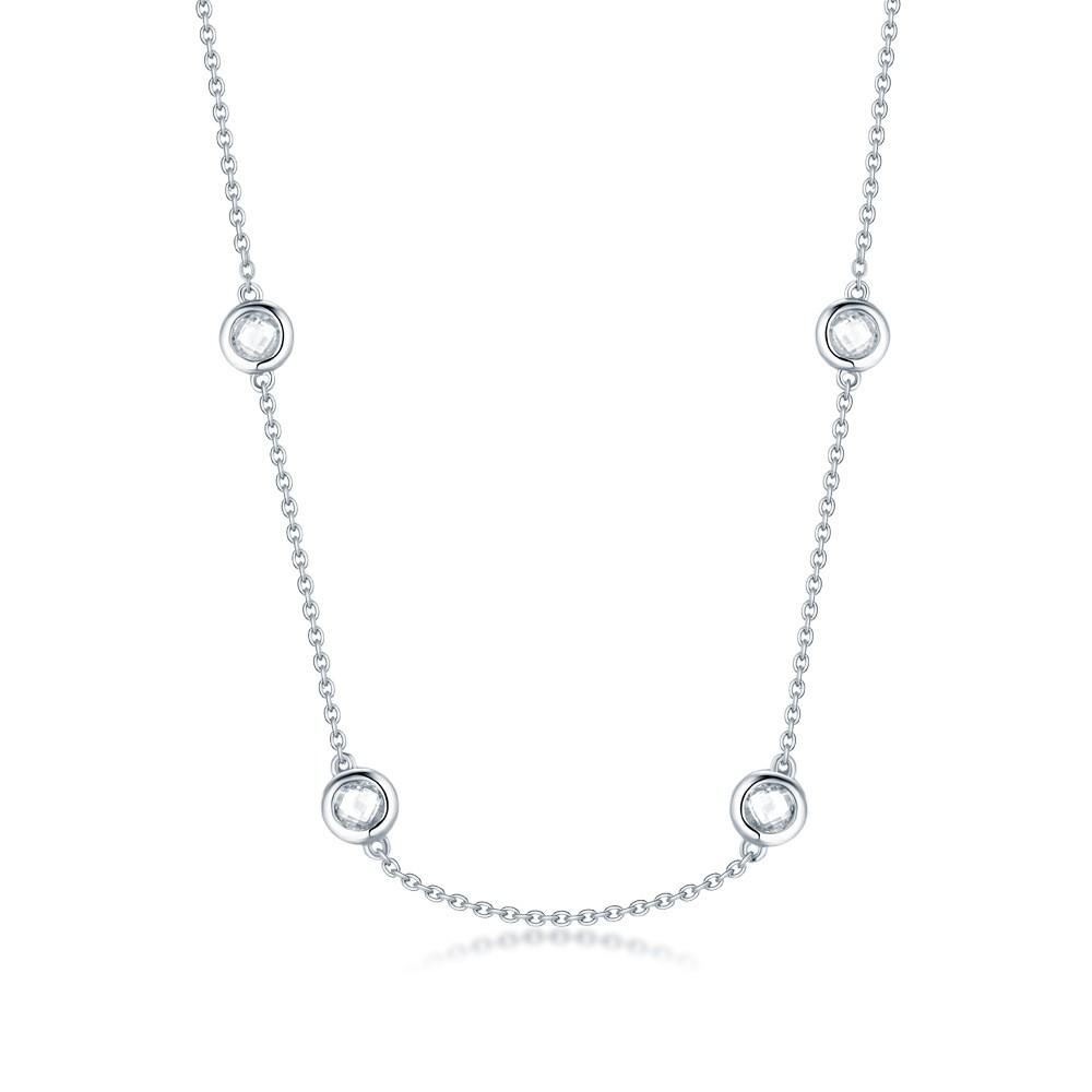 Design Zircon Necklace 925 Silver Sweater Chain Pendant Necklace for Women