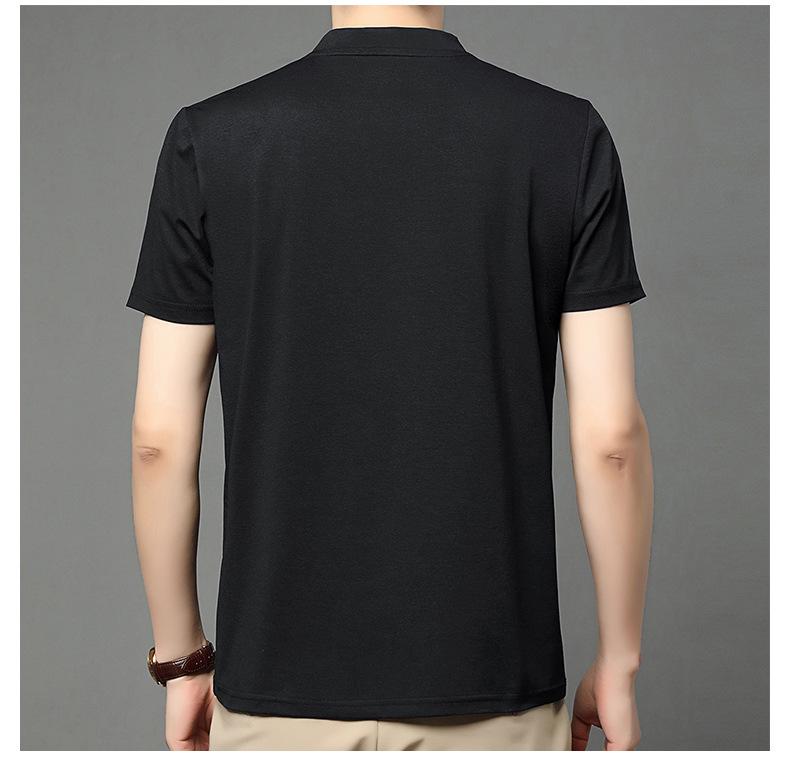 Men’s Summer 2025 V-neck Single-button Short Sleeve Breathable T-shirt