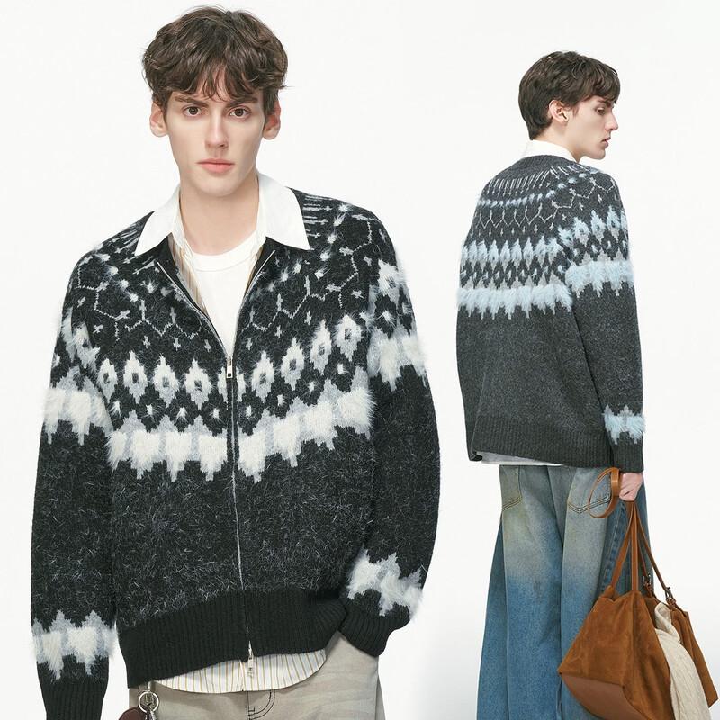 Мужской кардиган-свитер DREAM MADE из искусственного мохера в стиле Fair Isle L
