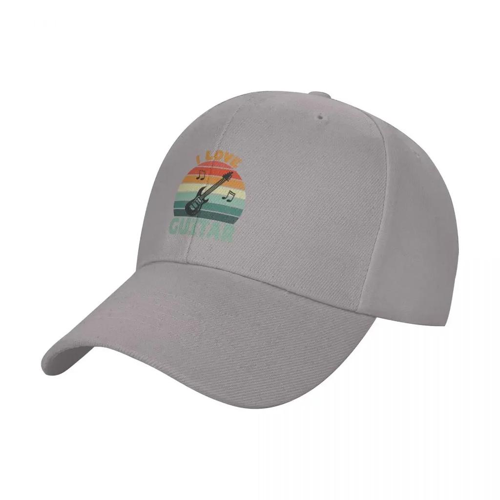 I Love Guitar Vintage Sunset Silhouette Design Baseball Cap derby hat Golf Hat Boy Child Womens