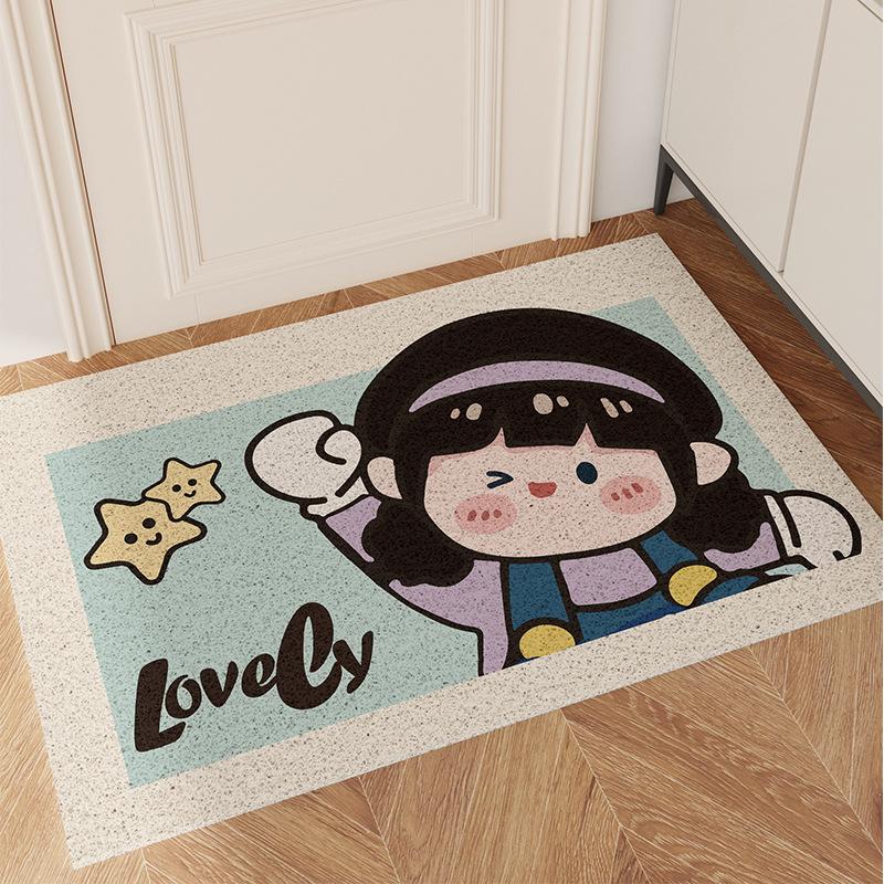 

Милый коврик для входной двери с кольцом для карт, коврик для защиты от песка и пыли из ПВХ, противоскользящий коврик для входа в дом 45*75