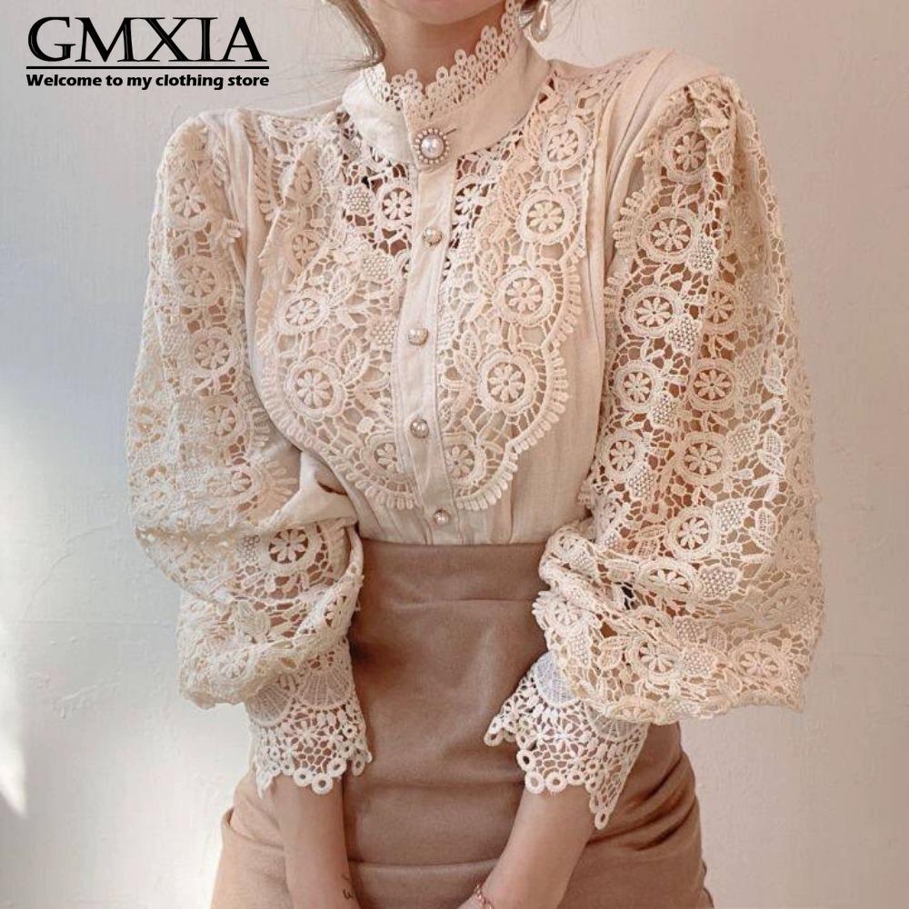 GMXIA Women's Fashion Casual Solid Color Print Long Sleeve Leisure Blouses & Shirts