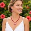 2Pcs/Set Lightweight Floral Jewelry Set, Polymer Clay Realistic Flower Charm Necklace, Hawaiian Style Drop Earrings for Daily Wear