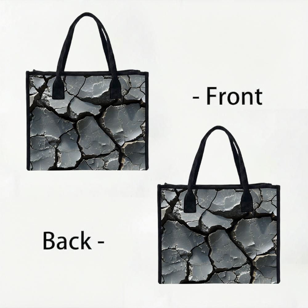 Cracked Pattern Tote Bag Large Capacity Durable Daily Commuter Handbag for Outdoor Shopping Travel Use