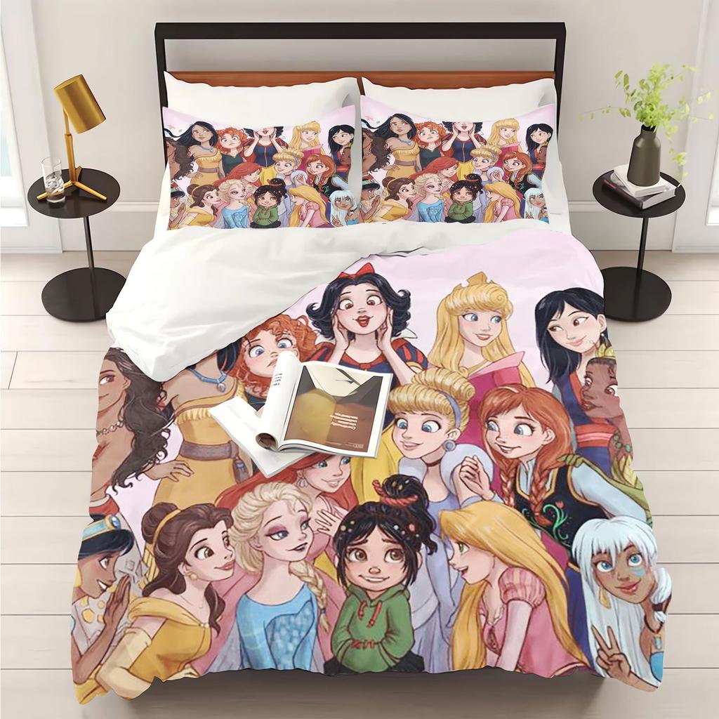 Princess Series 100% Polyester Duvet Cover Set Home Decor Bedding Comforter Sets 3D Children'S Bedding Set 3-Piece