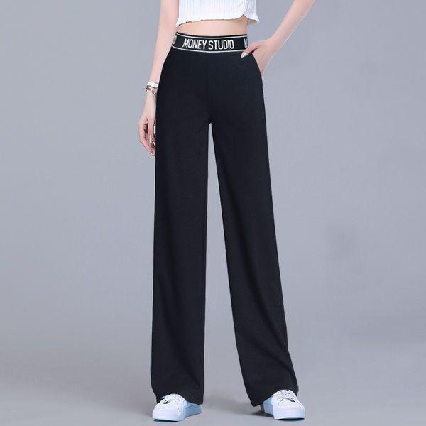 

Women s Ice Silk Wide-Leg Pants, Spring/Summer 2026: Lightweight, High-Waist, Straight-Leg, Plus Size, Casual Fashion with Pockets. 4XL (160-175 lbs) чёрный