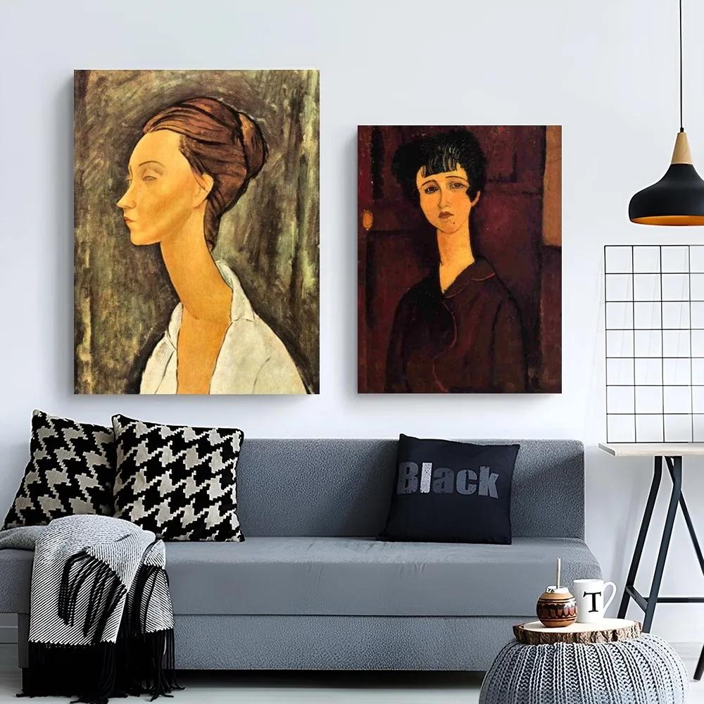1pc Modern Amedeo Modigliani Painting  Poster Paper Print Home Bedroom Entrance Bar Cafe Art Painting Decoration