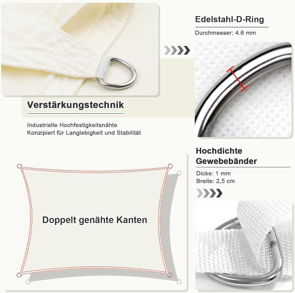 Waterproof Sunshade Awning: Rainproof Rectangle/Square Canopy for Outdoor Courtyard/Balcony