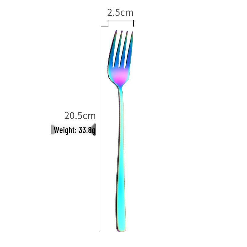 304 Stainless Steel Long Handle Gold-Plated Mixing Spoon and Fork Set, Korean Style