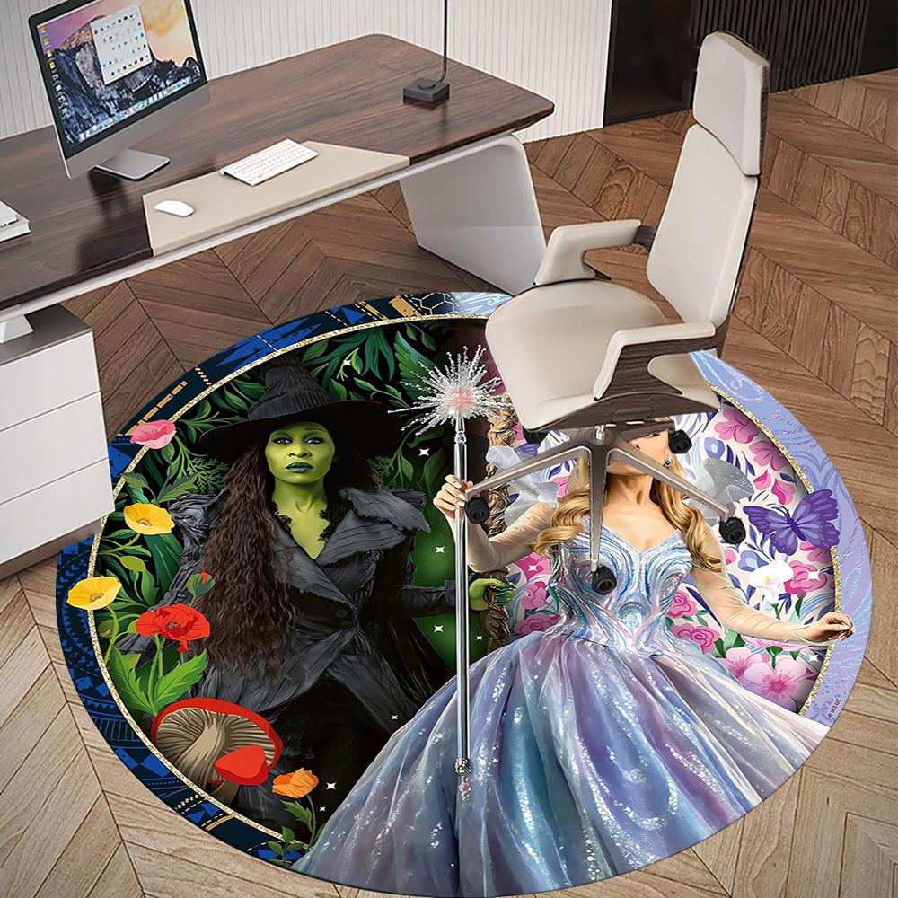1pc Wicked Pattern Office Round Rugs, Under Chair Round Rugs for Living Room, Bedroom, Bathroom Decoration Carpet 091848