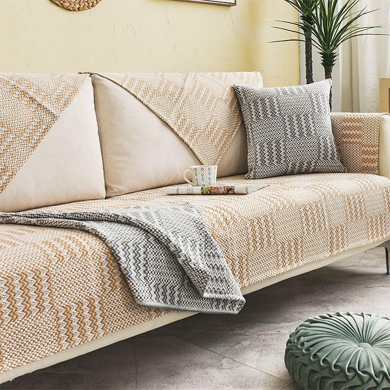 

Sofa Cushion Cotton Linen Coarse Cloth Fabric Non Slip Living Room All Year Round Neutral Linen Cover Cloth Cushion Minimalist Modern Cover Towel Sugar-Mi Camel 45*45 sets without core