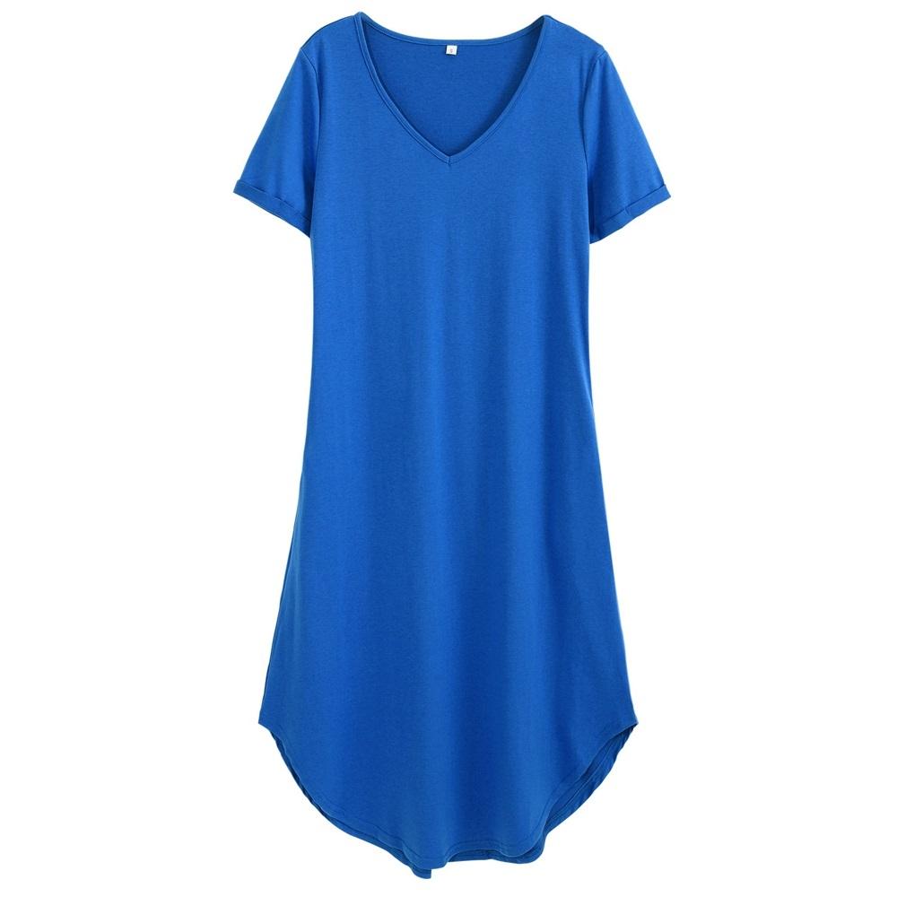 Dámské šaty s kapsami Pohodlné Volné Domácí oblečení Noční košile Pyžamo