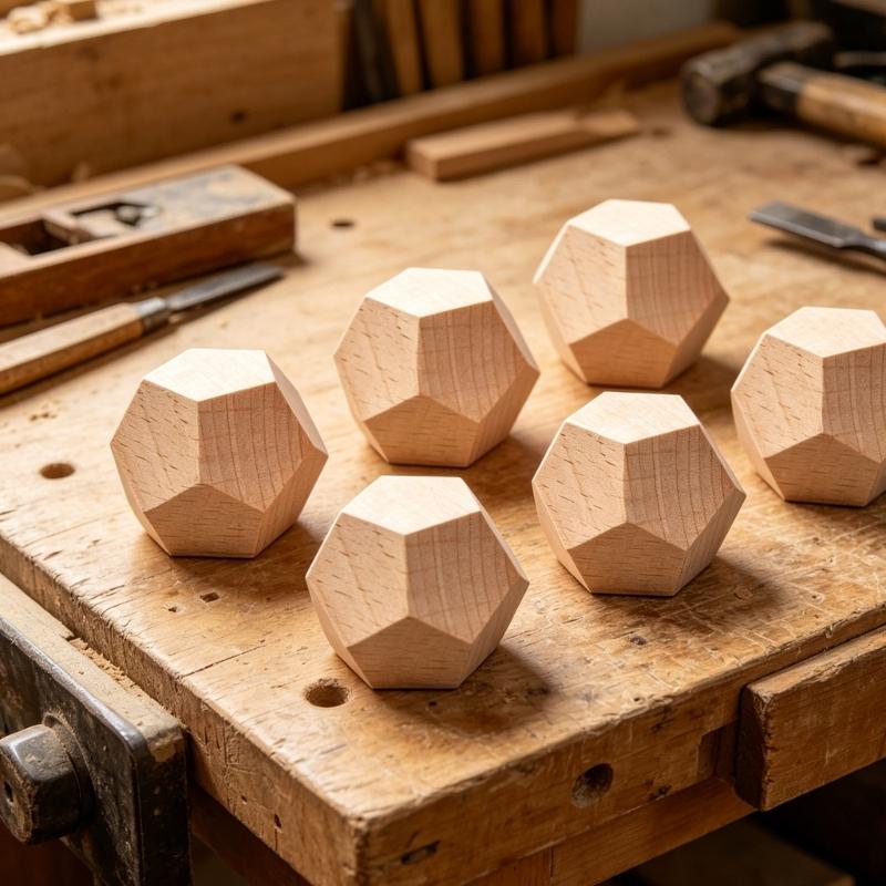 6PCS Uncarved Dodecahedron Wooden Block for Art Projects and Educational Tool