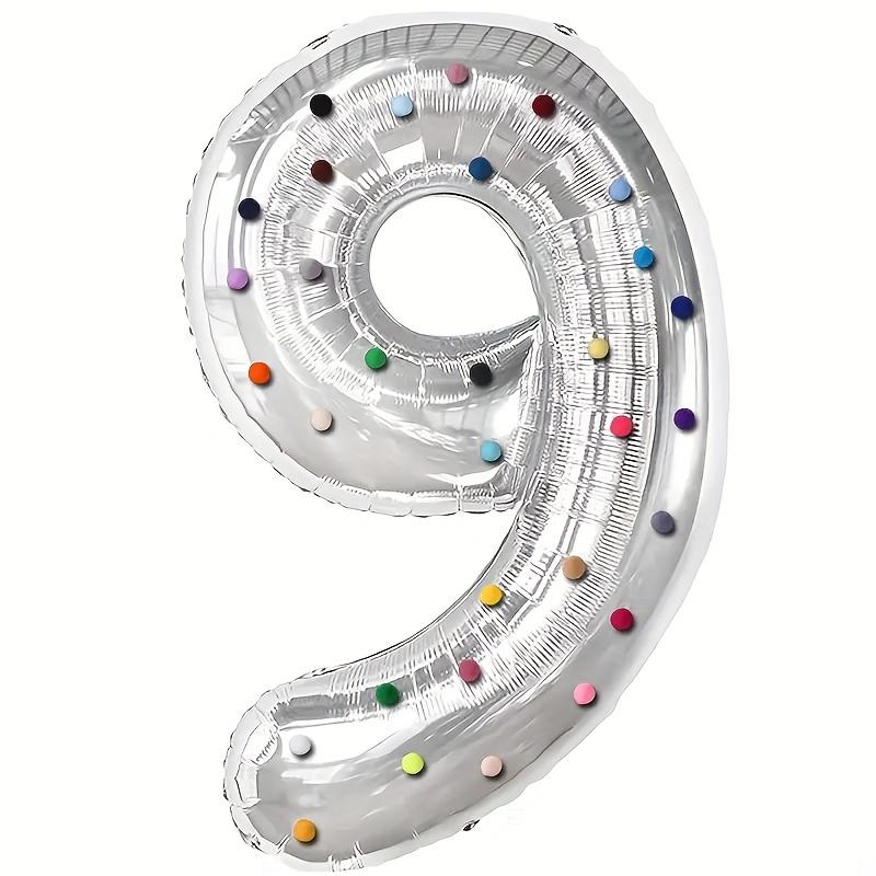40inch Silver Number 0-9 Hairball Foil Balloons for Birthday Party Wedding Anniversary Baby Shower Living Room Digital Balloon