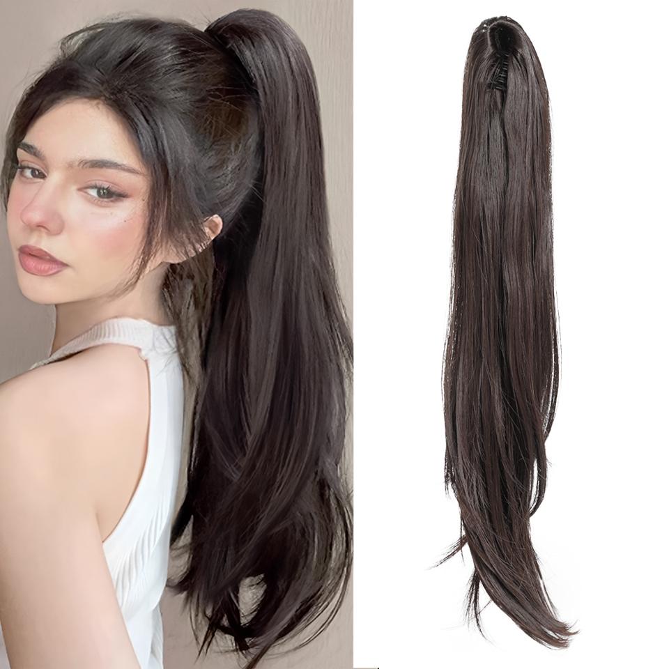WTB Synthetic Wig Women Straight Ponytail Hair Extension Wig Small Clip-in Style Medium Length Straight Ponytail