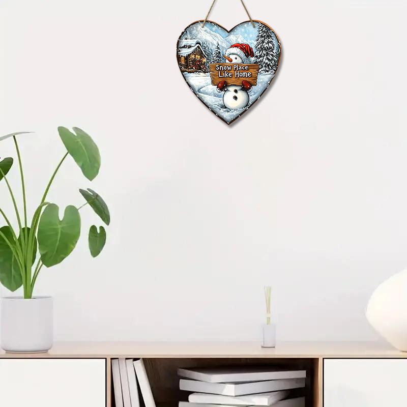 Christmas Decoration Sign,indoor Hanging decorations,2D Flat Wooden Products with Snowman pattern,Christmas Gifts for Friends and Family