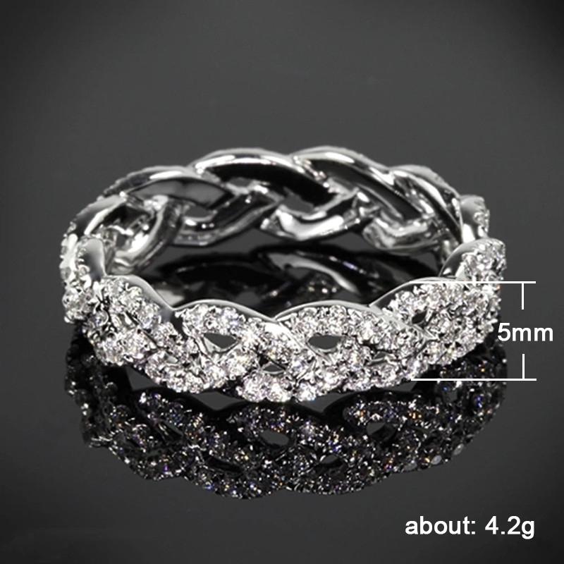 Huitan Sparkling Crystal Ring Bridal for Wedding Party  Color Twist Design Band Fashion Versatile Women Jewelry Fancy Gift