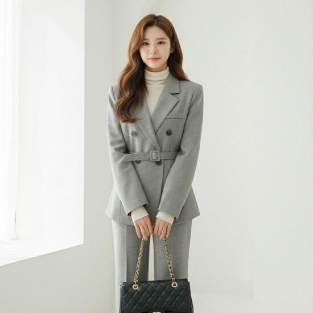 Style Latte Women S Belted Tencel Tailored Double Jacket