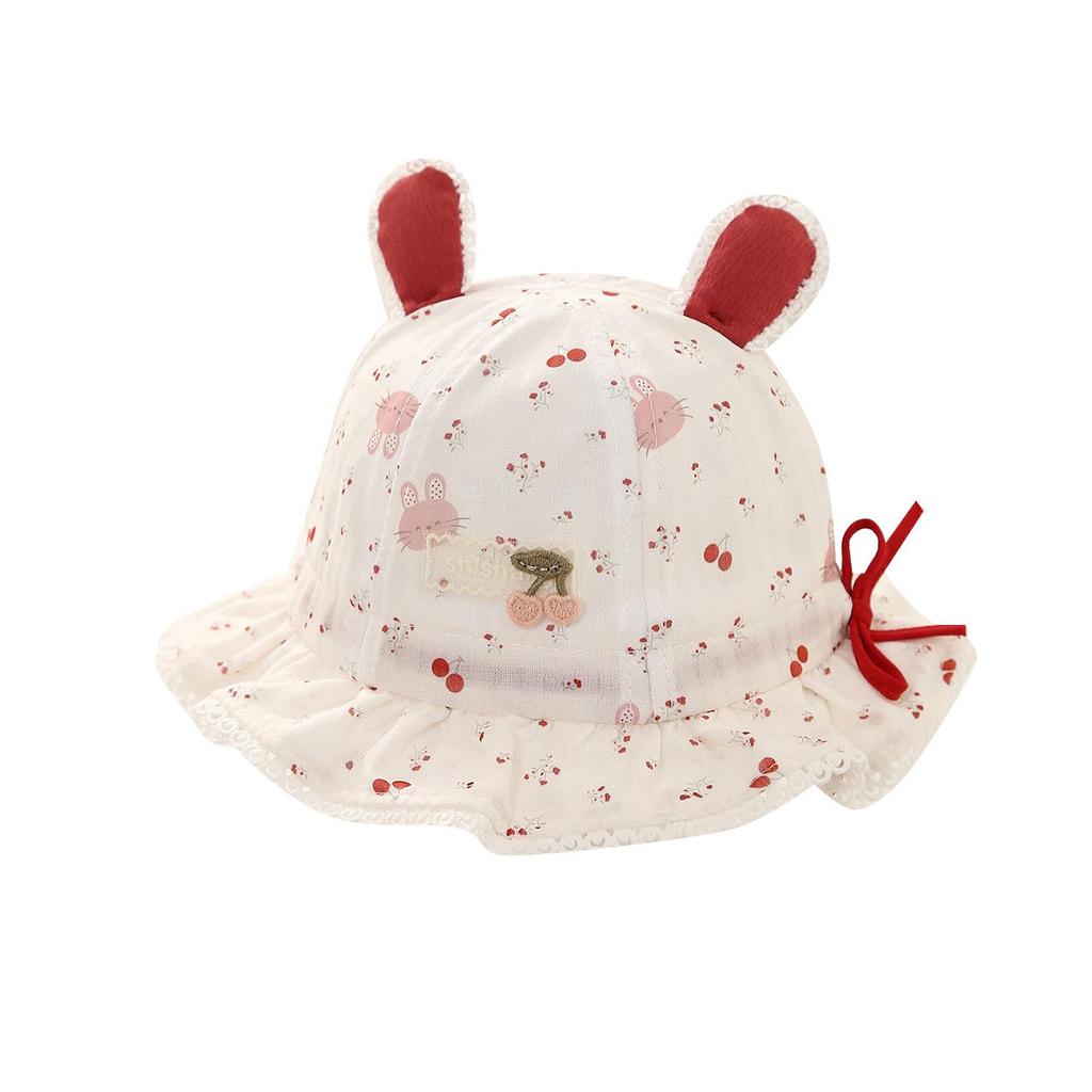 Baby Girls' Sun Protection Bow Bucket Hat - Spring/Summer Elastic Fisherman Style