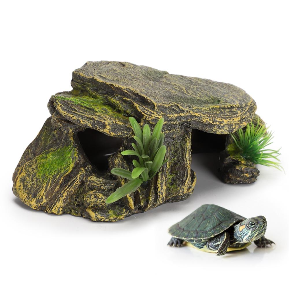 Vivid Texture Reptile Hiding Cave Artificial Turtle Resting Platform For Frogs