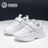 Unisex Kids' White Velcro Sports Shoes - Breathable, Thick-Sole Casual Sneakers for Spring.
