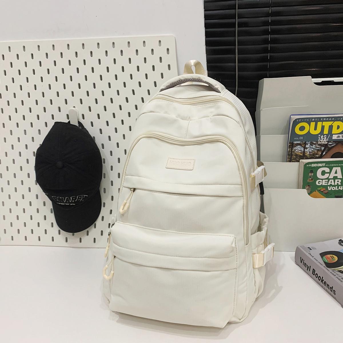 

Унисекс школьный рюкзак Новый японский простой ученик старшей школы ученик средней школы рюкзак большой вместимости бежевый