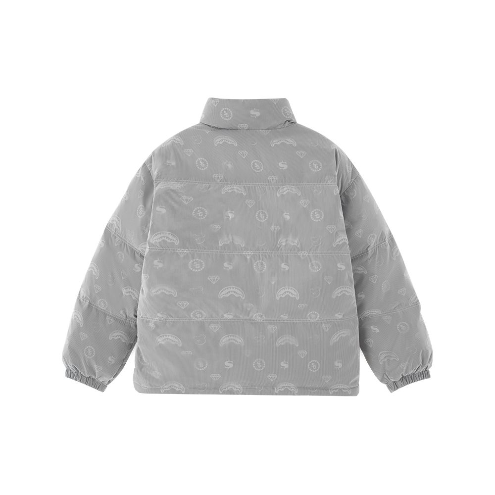 Sprayground Durchgehendes Logo Reißverschluss Stehkragen Lockerer Schnitt Daunenjacke Unisex Oberbekleidung Schwarz WD941323