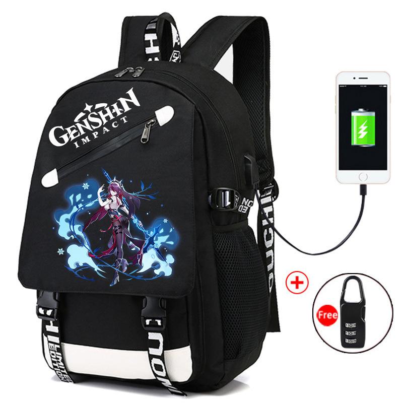 Backpack Anime, Genshin Surrounding Large Capacity Student School Bag Outdoor Travel Bag