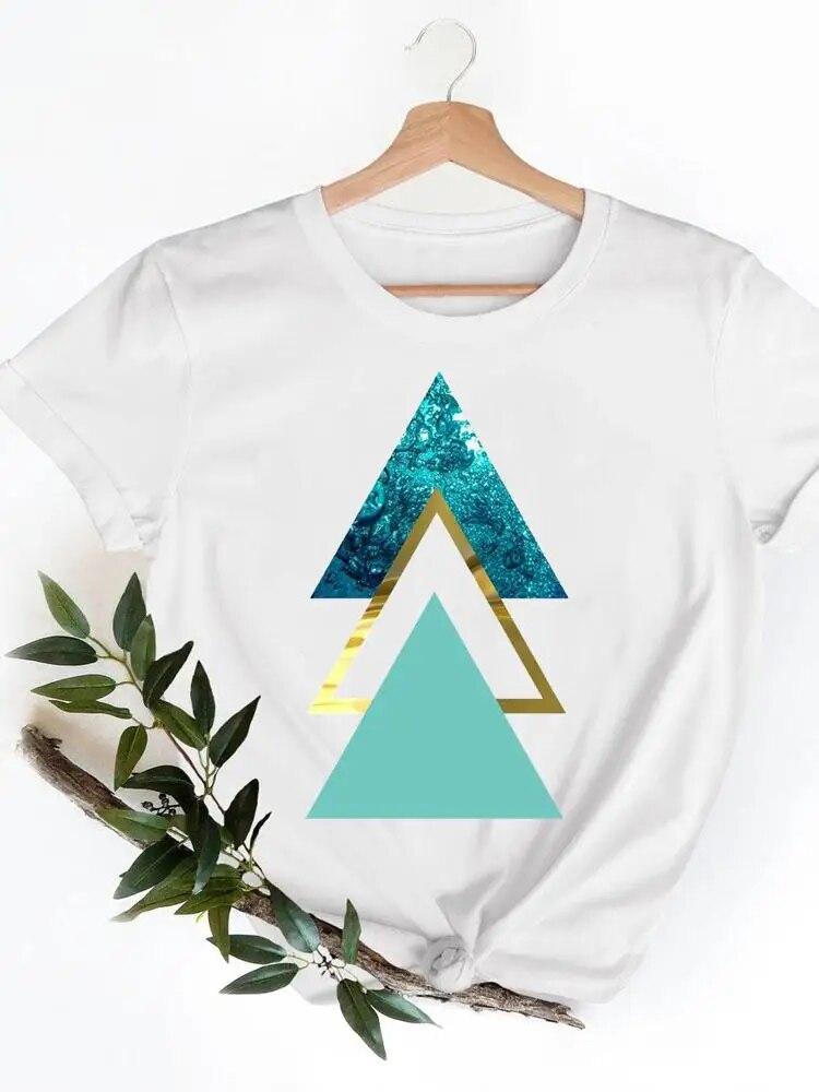 Short Sleeve Ladies Print T-shirts Geometric Spring  Clothing Women T Clothes Summer Casual Fashion Female Graphic Tee