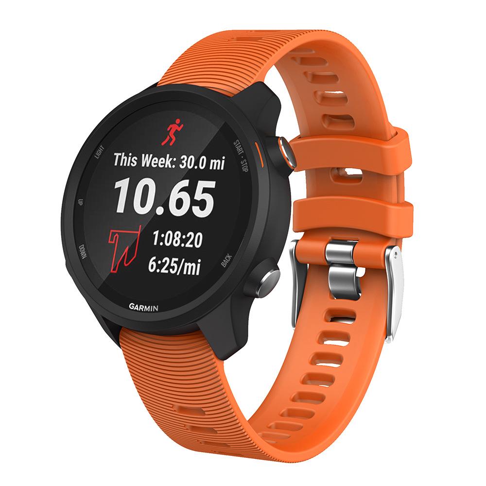 Compatible Striped Silicone Watch Band for Garmin Forerunner 245/645 & Vivoactive 5/6 with Pin Buckle.