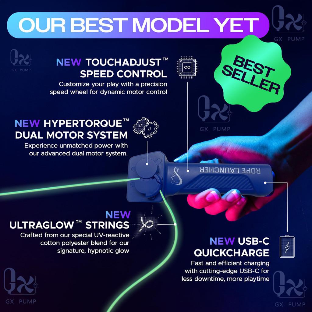 Colorful Led Zipstring Toy Plastic Handheld Adjustable Speed Looplasso Rope Launcher