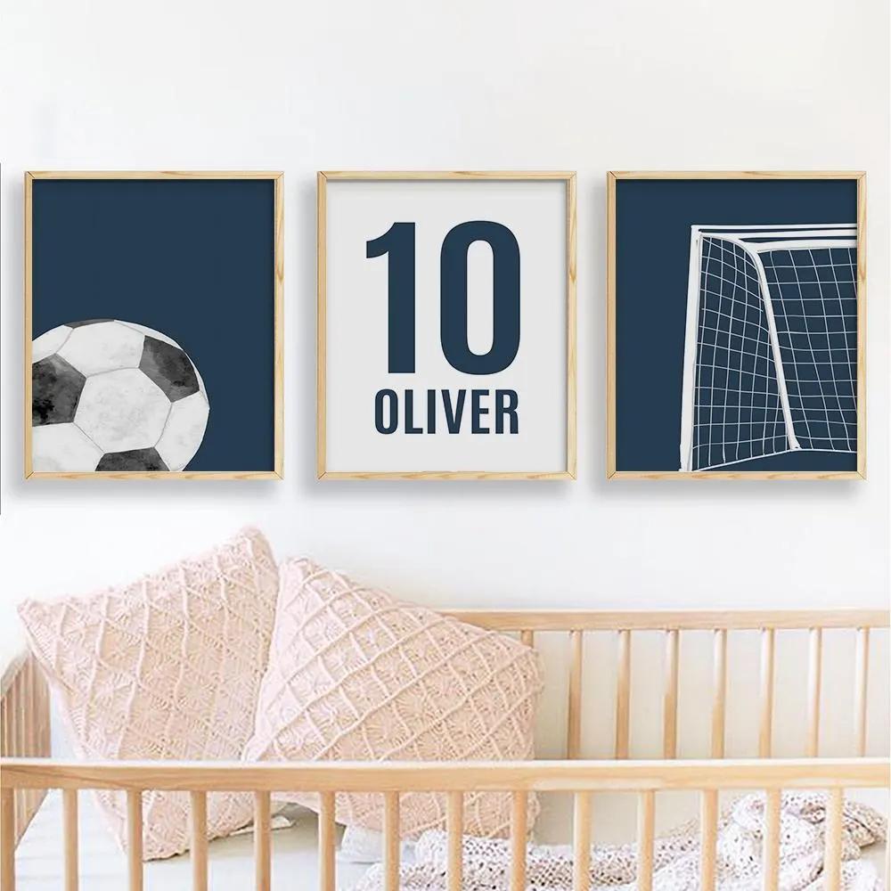 3pcs Football-Themed Wall Art, Personalized Football Designs Poster, Customizable with Names and Numbers; The Perfect Gift.