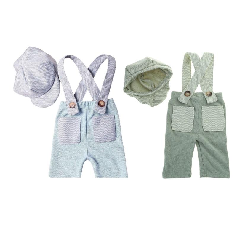Baby Photography Props Romper and Curved Brim Hat Outfit Photo Shoot Clothes Baby Infant Photography Costume Clothing