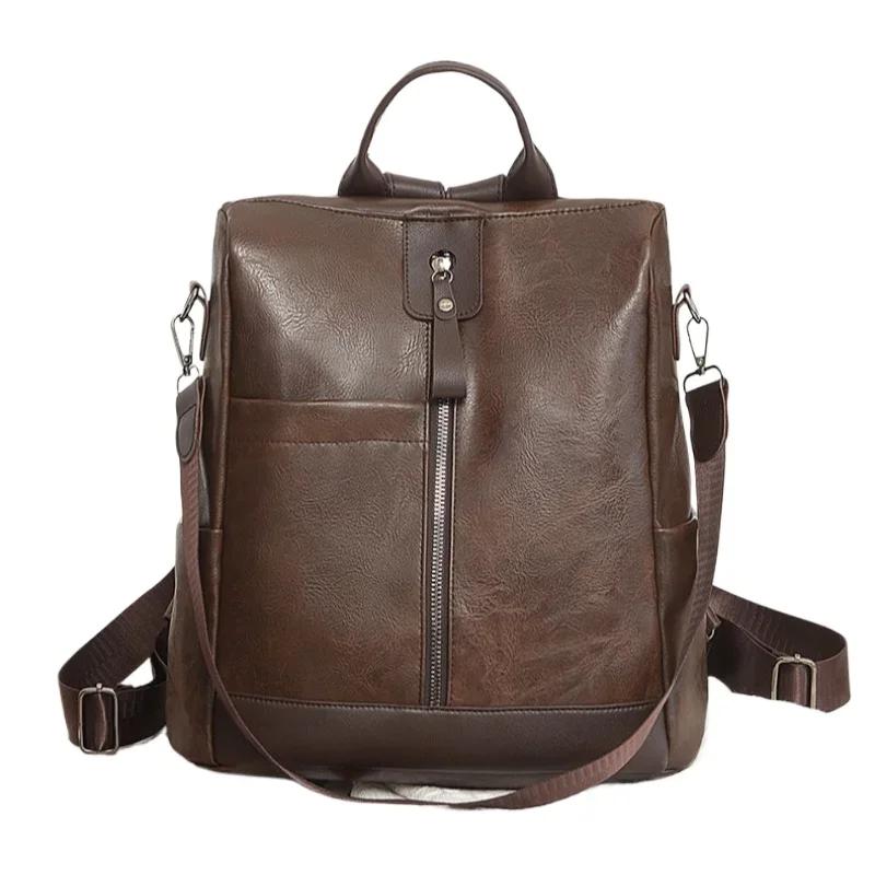 Fashi Large Capacity High Quality PU Zipper Women's Backpacks 2026 New Simple Versatile Classic Style Commute Shoulder Bags