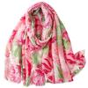 Pink and Green Floral Shawl - 100% Viscose, 180X90
